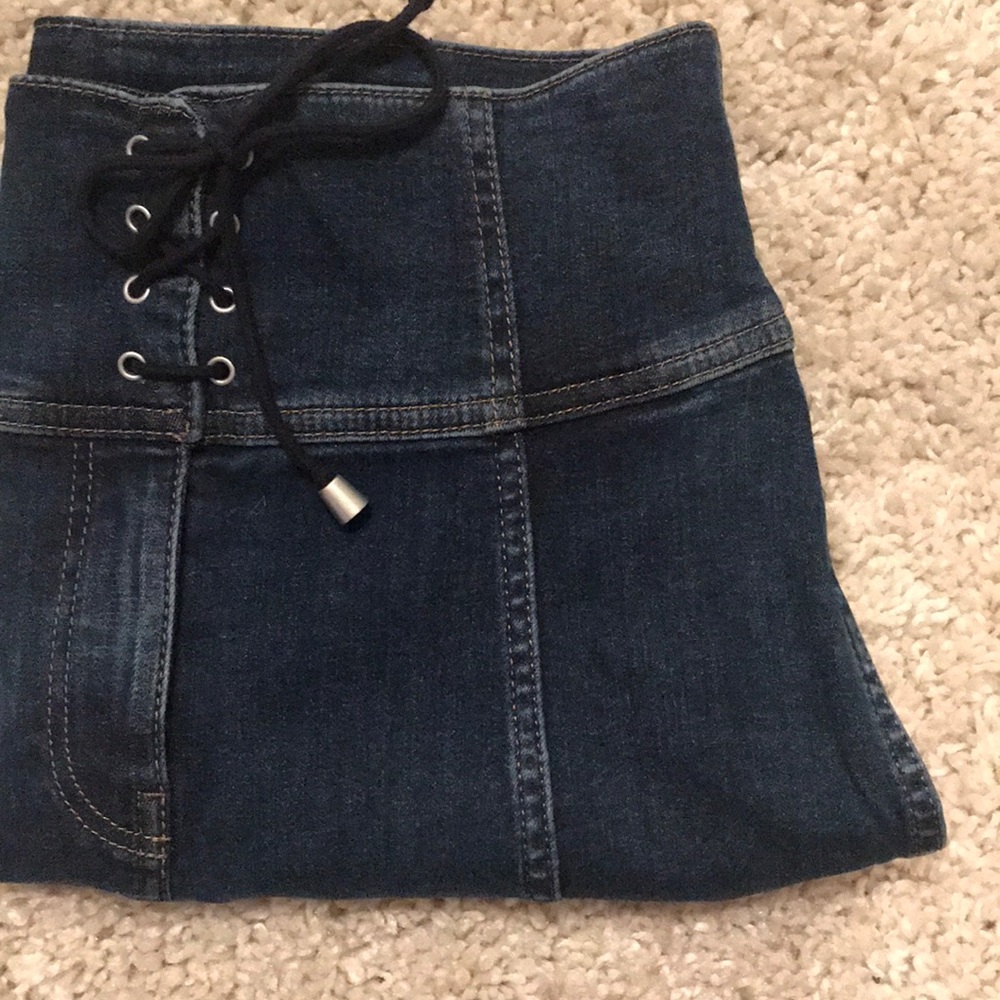 Free People mini skirt dark wash jean size 6